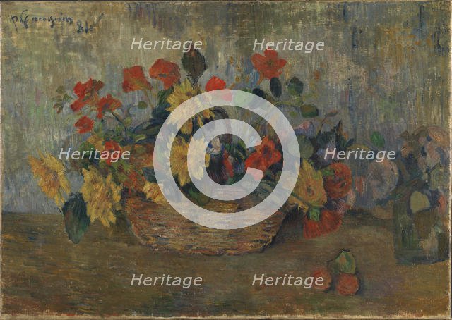 Basket with flowers, 1884. Creator: Gauguin, Paul Eugéne Henri (1848-1903).