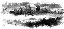 Sketches of gipsy life round London - encampment at Mitcham Common, 1880. Creator: Unknown.