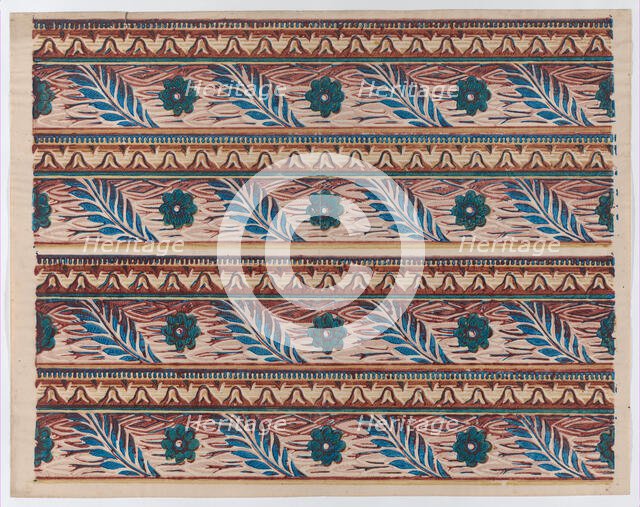 Sheet with two borders with flower and leaf designs, late 18th-mid-1..., late 18th-mid-19th century. Creator: Anon.