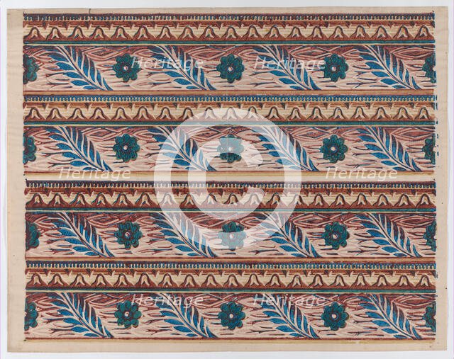 Sheet with two borders with flower and leaf designs, late 18th-mid-1..., late 18th-mid-19th century. Creator: Anon.