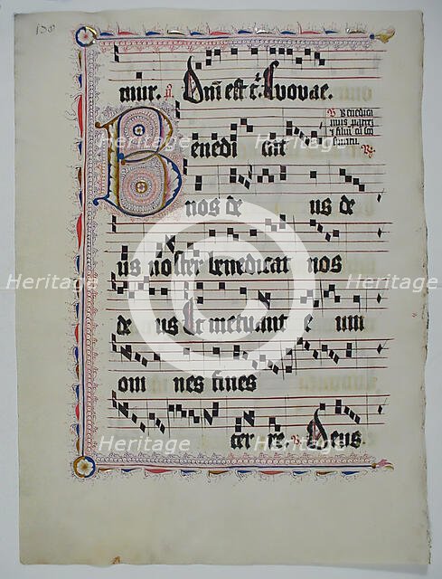 Manuscript Leaf with Initial B, from an Antiphonary, German, second quarter 15th century. Creator: Unknown.