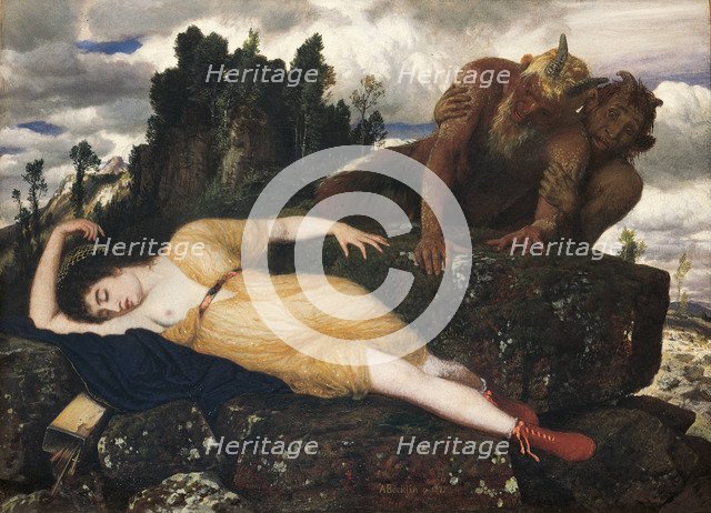 Sleeping Diana Watched by Two Fauns, 1877. Artist: Böcklin, Arnold (1827-1901)