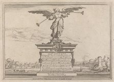 Dedication Page with Statue of Fama, 1638. Creator: Ercole Bazicaluva.