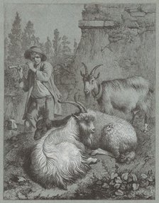 Shepherd Playing a Flute with Goats, 1764. Creator: Francesco Londonio.