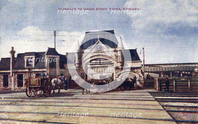 Entrance to Union Stock Yards, Chicago, Illinois, USA, 1909. Artist: Unknown