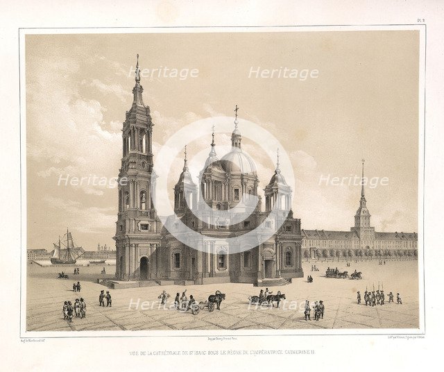 View of the Saint Isaac's Cathedral at the Time of Catherine II (From: The Construction of the Saint Isaac's Cathedral), 1845. Artist: Montferrand, Auguste, de (1786-1858)