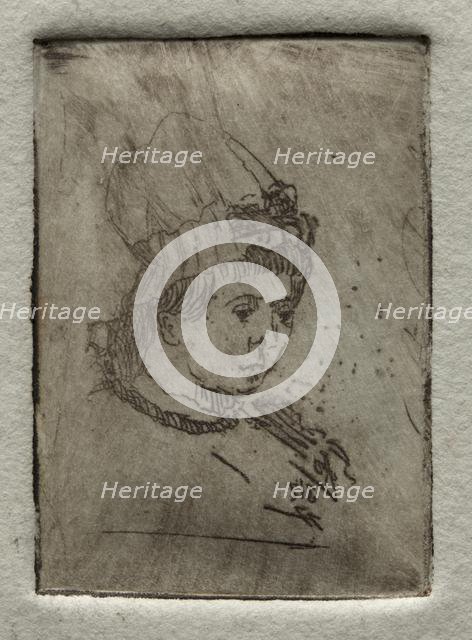 Small Head with Mob Cap, 1878. Creator: Otto H. Bacher (American, 1856-1909).