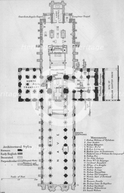 'Winchester Cathedral', c20th Century. Artist: John Bartholomew.