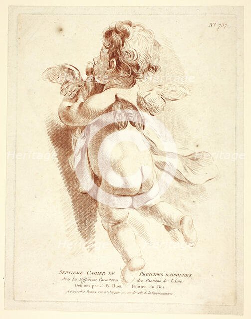 Flying Cupid Kissing a Dove, n.d. Creator: Gilles-Antoine Demarteau.