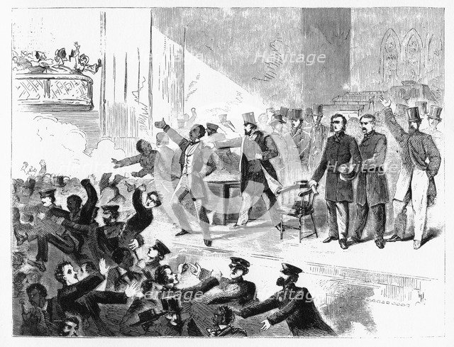 'John Brown Anniversary Meeting, Tremont Temple', 19th century. Artist: Unknown
