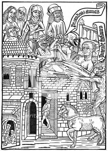 A sinner on his death bed, 15th century, (1870). Artist: Unknown