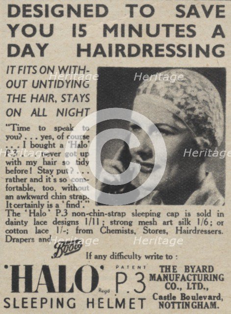 Halo Sleep helmet, 1939. Artist: Unknown