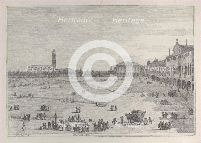 Prà della Valle: the right half of the square of Prà della Valle in Padua, with the Col..., 1735-46. Creator: Canaletto.