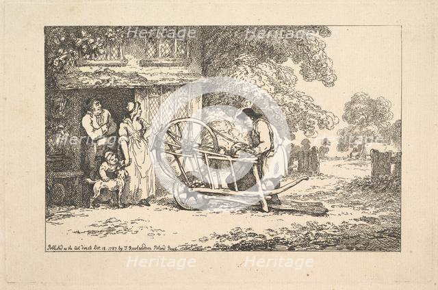 A Travelling Knife-grinder at a Cottage Door, 1787. Creator: Thomas Rowlandson.