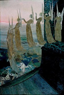 Evening bells, 1891. Creator: Schwabe, Carlos (1866-1926).