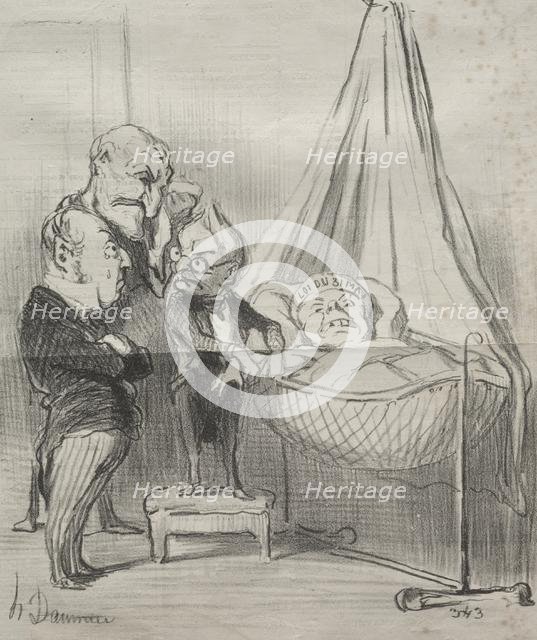 Actualities: Decidedly, she is very ill!..., 1851. Creator: Honoré Daumier (French, 1808-1879).