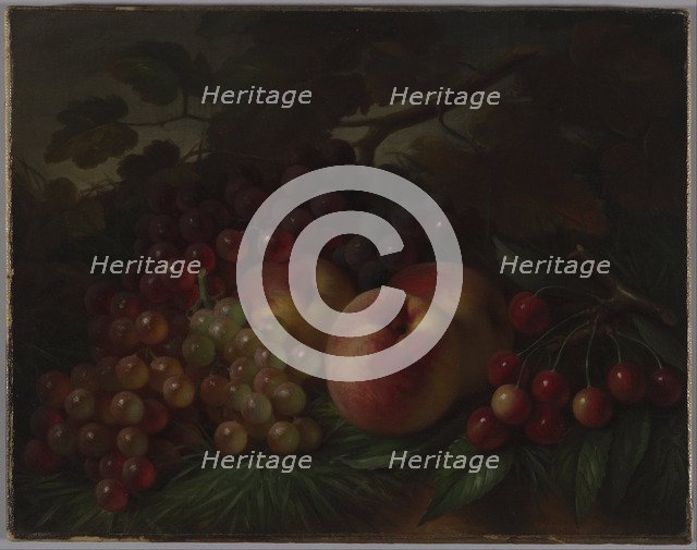 Peaches, Grapes and Cherries, ca 1860-1870. Artist: Hall, George Henry (1825-1913)