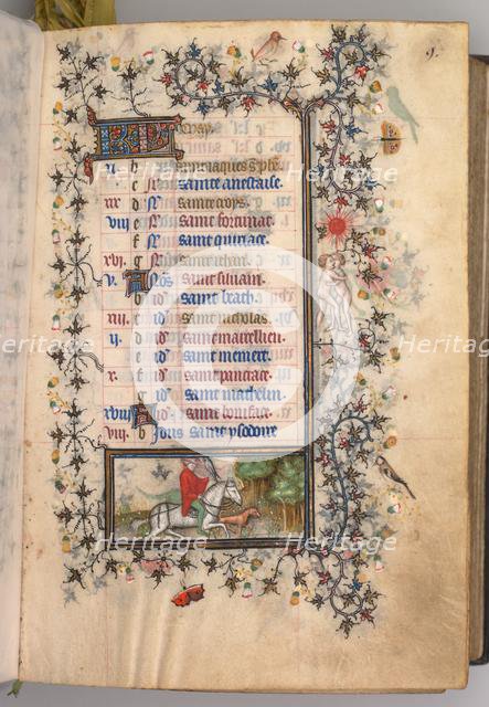Hours of Charles the Noble, King of Navarre (1361-1425): fol. 5r, May, c. 1405. Creator: Master of the Brussels Initials and Associates (French).