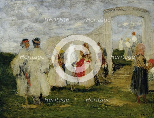 Going to church in Lundenburg, 1885. Creator: Franz Rumpler.