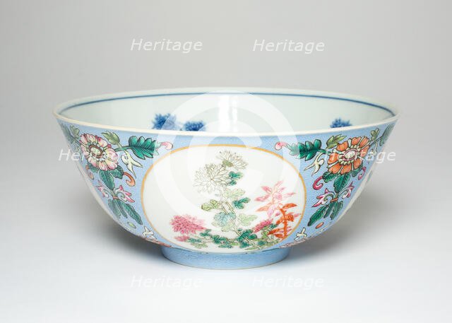 Bowl with Peonies and Chrysanthemums, Qing dynasty (1644-1911), Daoguang reign (1821-1850). Creator: Unknown.