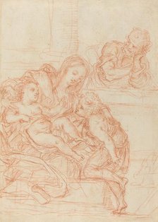 Madonna and Child with Saints John and Joseph [recto], 17th century. Creator: Unknown.