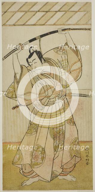 The Actor Ichikawa Danjuro V as Taira no Munekiyo (?) from the Play Kitekaeru Nishiki..., c. 1780. Creator: Katsukawa Shunko.