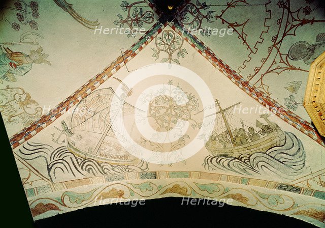 Viking ship with dragon prow, 14th century. Artist: Unknown