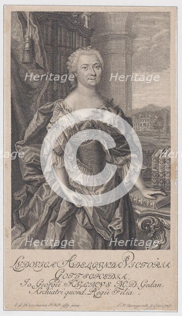 Portrait of Luise Gottsched, 1757. Creator: Johann Martin Bernigeroth.