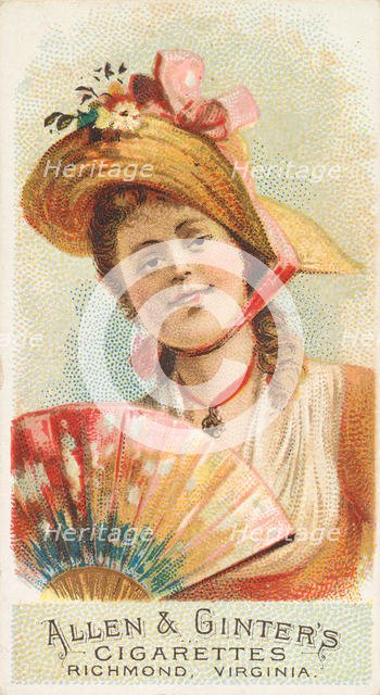 Plate 5, from the Fans of the Period series (N7) for Allen & Ginter Cigarettes Brands, 1889. Creator: Allen & Ginter.
