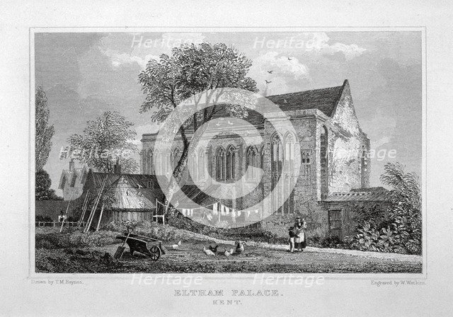 Great Hall of Eltham Palace, Kent, c1830. Artist: W Watkins