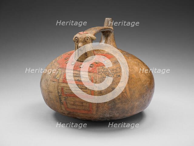 Strap-Handled Vessel in the Form of a Bird with Abstract Pattern on Body, 650/150 B.C. Creator: Unknown.