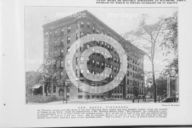 New Hotel Vincennes; On Vincennes Avenue and 36th Street is the New Vincennes Hotel, largest...,1925 Creator: Unknown.