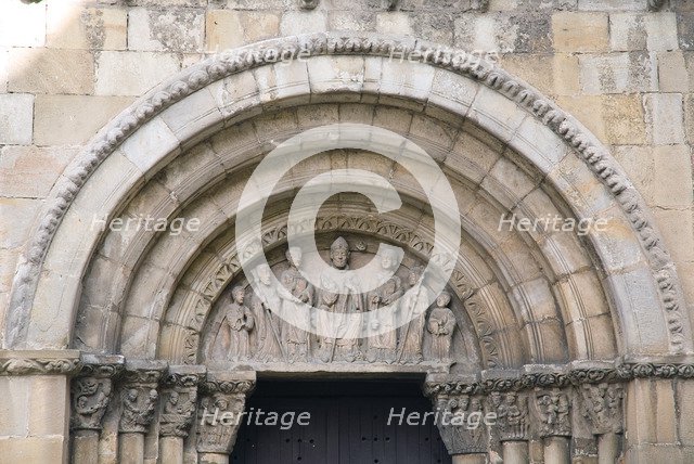 Archivolt with carvings over the doorway, Church of San Juan de Rabanera, Soria, Spain, 2007.  Artist: Samuel Magal