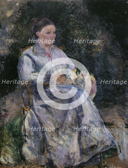 Julie Pissarro au jardin, c.1874. Creator: Camille Pissarro.