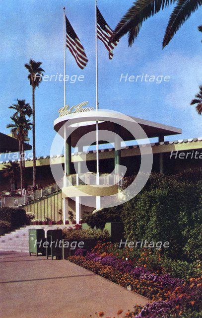 Clubhouse entrance, Hollywood Park Racetrack, Inglewood, Los Angeles, California, USA, 1953. Artist: Unknown