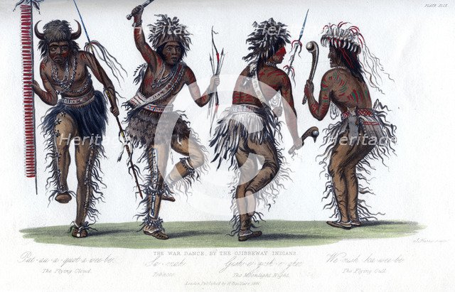 'The War Dance, by the Ojibbeway Indians', 1848.Artist: Harris