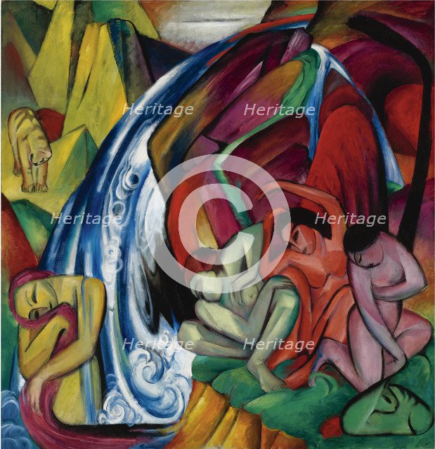 The waterfall (Women under a waterfall), 1912. Artist: Marc, Franz (1880-1916)