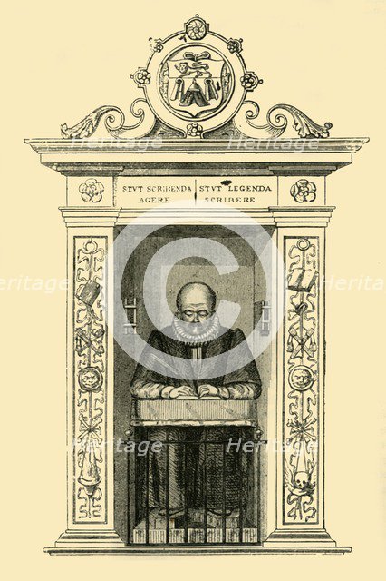'Stow's Monument in St. Andrew Undershaft', (c1872). Creator: Unknown.