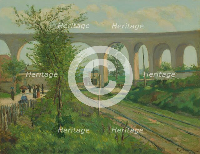The Arcueil Aqueduct at Sceaux Railroad Crossing, 1874. Creator: Armand Guillaumin.