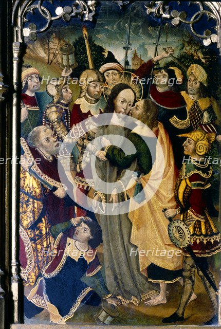 Kiss of Judas', table of the Caparroso altarpiece, altar donated to the Cathedral by Pedro Marcil…
