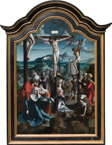 Triptych with the Crucifixion, Saints and Donors, 1530-1540. Creator: North Netherlandish Master.