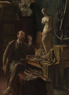 Self Portrait in Studio, 1885. Creator: Louis Van Engelen.