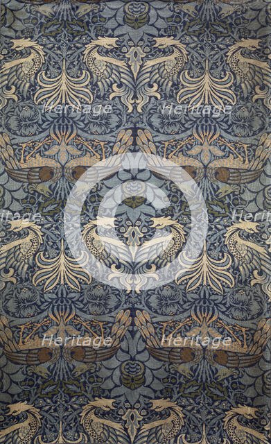 Peacock. Decorative fabric, 1878. Creator: Morris, William (1834-1896).