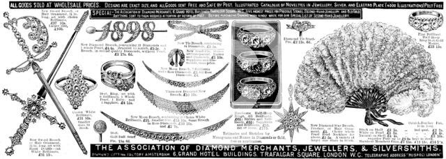 Advertisement for the Association of Diamond Merchants, Jewellers, & Silversmiths, 1898. Creator: Unknown.