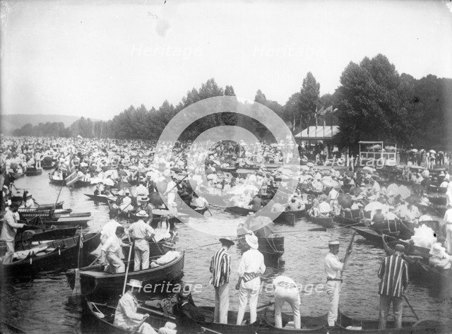 Boats on the River Thames during the Heney Regatta, Henley-on-Thames, Oxfordshire, c1860-c1922. Artist: Henry Taunt