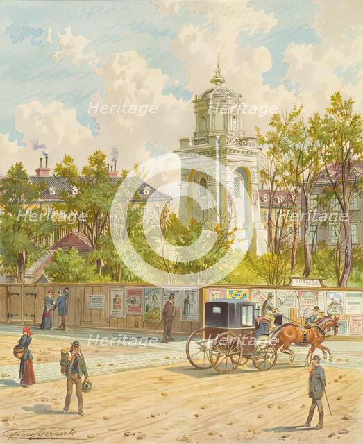 Währinger Straße in Vienna (with the tower of the Ferdinand water pipe), undated. Creator: Franz Gerasch.