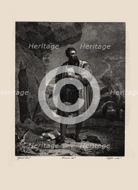 Luís de Camões in the cave of Macau, 1817. Creator: Desenne, Alexandre-Joseph (1785-1827).