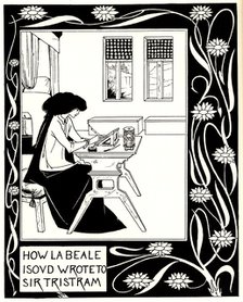 How La Beale Isoud Wrote to Sir Tristram. Illustration to the book Le Morte d'Arthur by Sir Thomas Artist: Beardsley, Aubrey (1872–1898)