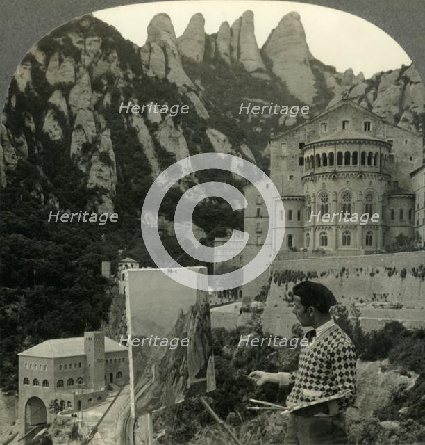 'Monastery of Monsterrat Where Tradition Locates Castle of Knight or the Holy Grail - near Barcelona Creator: Unknown.