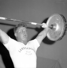 Billy Blixt, weightlifter, Landskrona, Sweden, 1956. Artist: Unknown